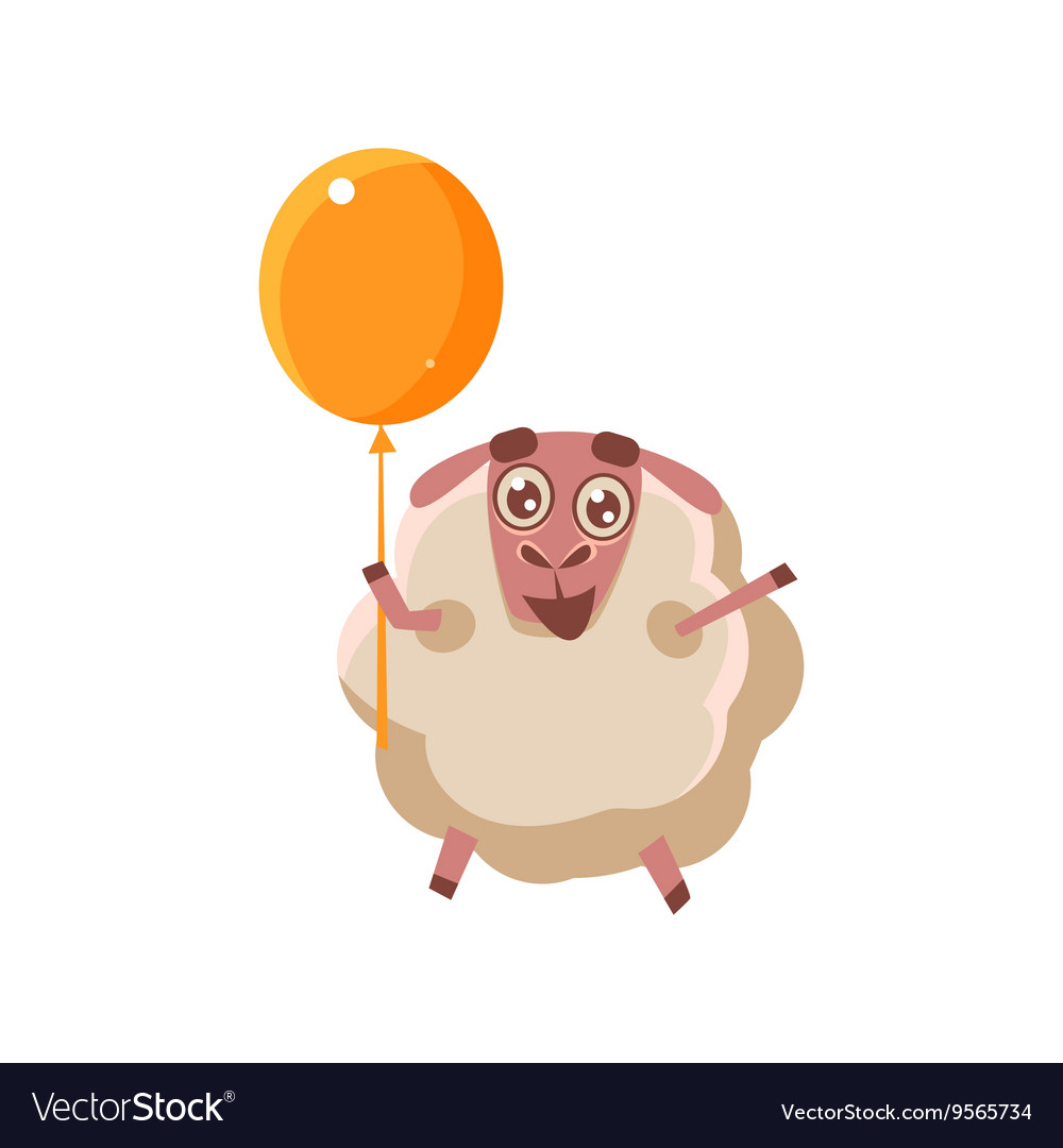 Sheep with orange balloon