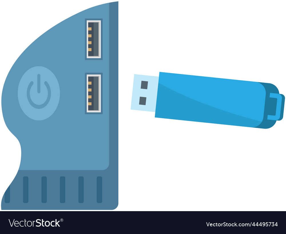 Usb flash drive storage device plugged into socket vector image Usb flash drive storage device plugged into socket