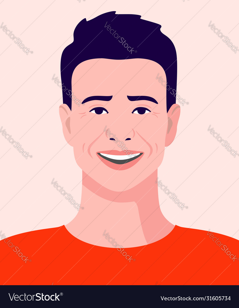 Young man in a t-shirt smiling avatar Royalty Free Vector