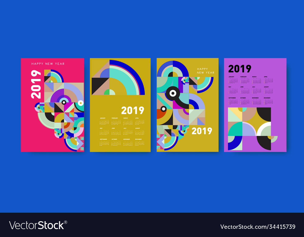 2021 calendar design template with colorful Vector Image 2021 calendar design template with colorful