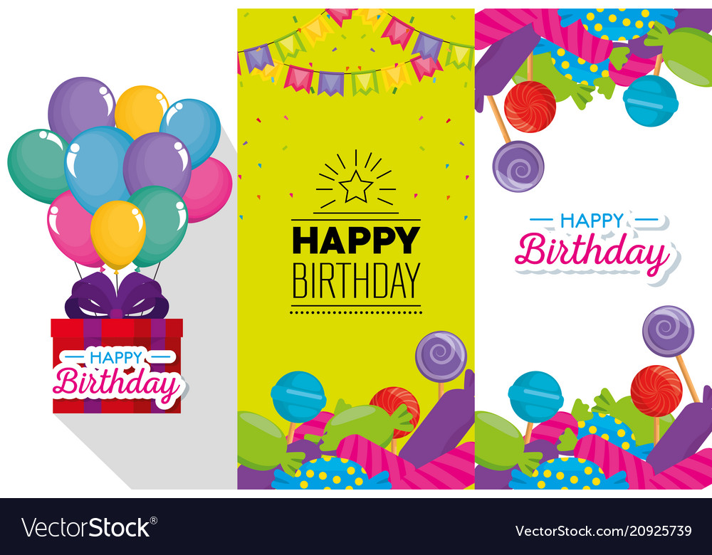 Birthday celebration set icons Royalty Free Vector Image