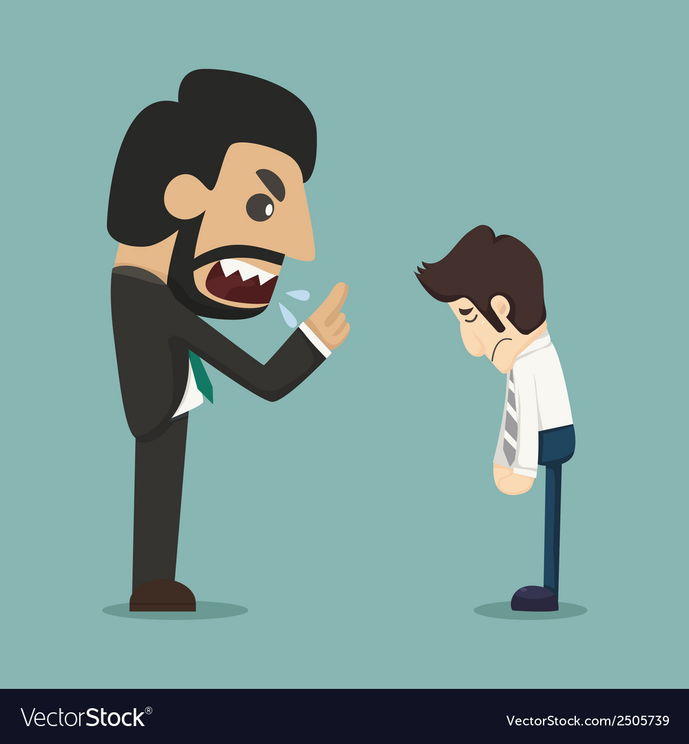 Boss screaming at worker Royalty Free Vector Image