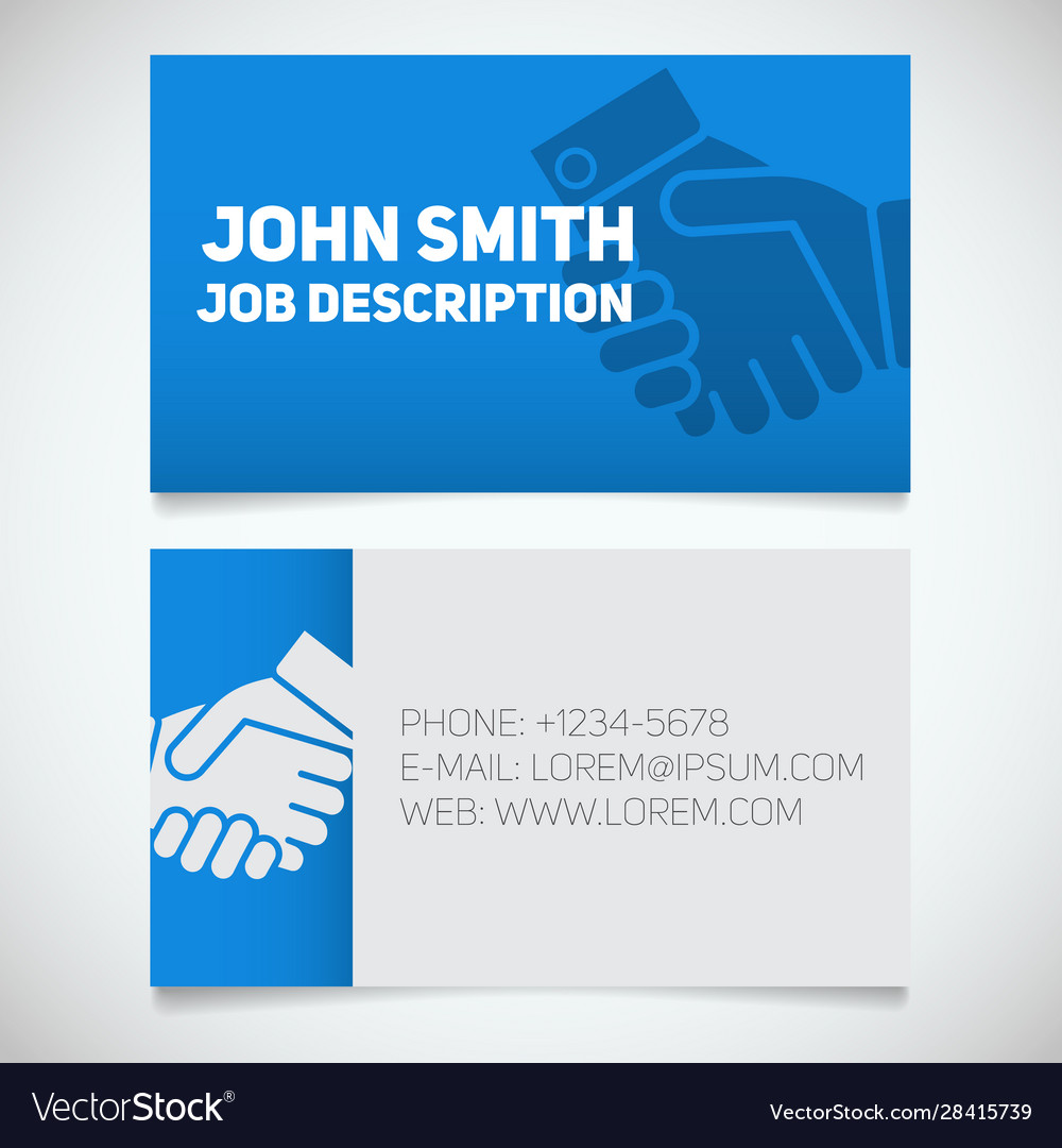 Business card print template with handshake logo Vector Image