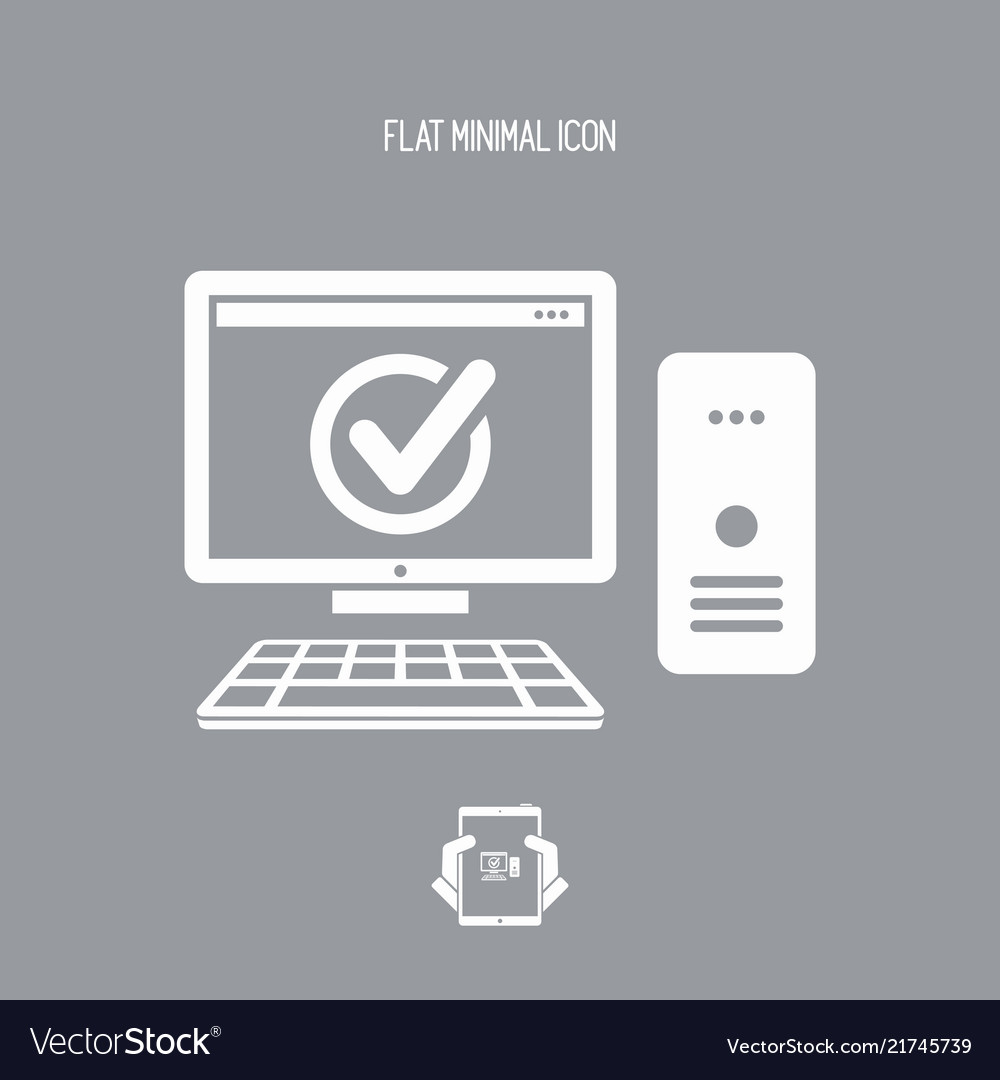Check computer - flat minimal icon
