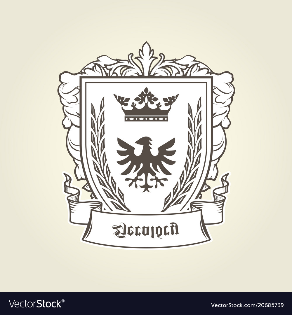 Coat arms with heraldic eagle on shield Royalty Free Vector