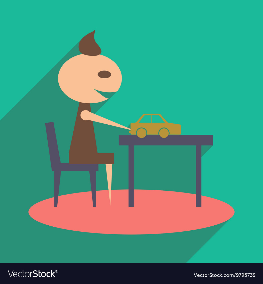 Flat with shadow icon and mobile application boy