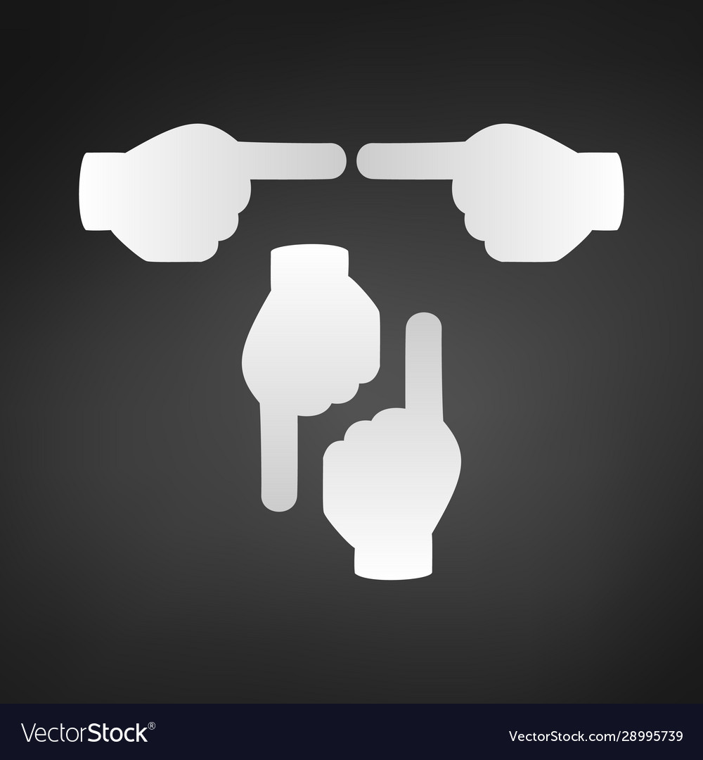 Hand pointer icon on black modern background