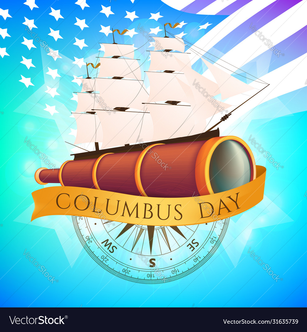 Happy columbus day celebrating emblem - america