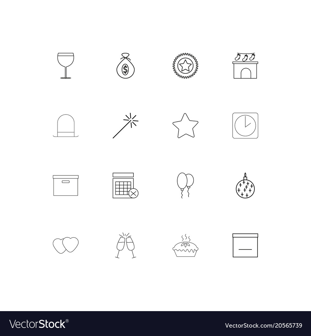 Holidays simple linear icons set outlined