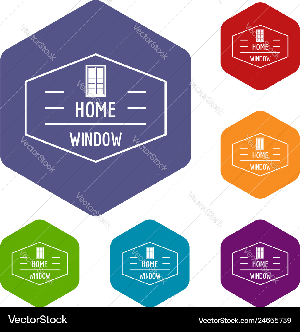Home window icons hexahedron Royalty Free Vector Image