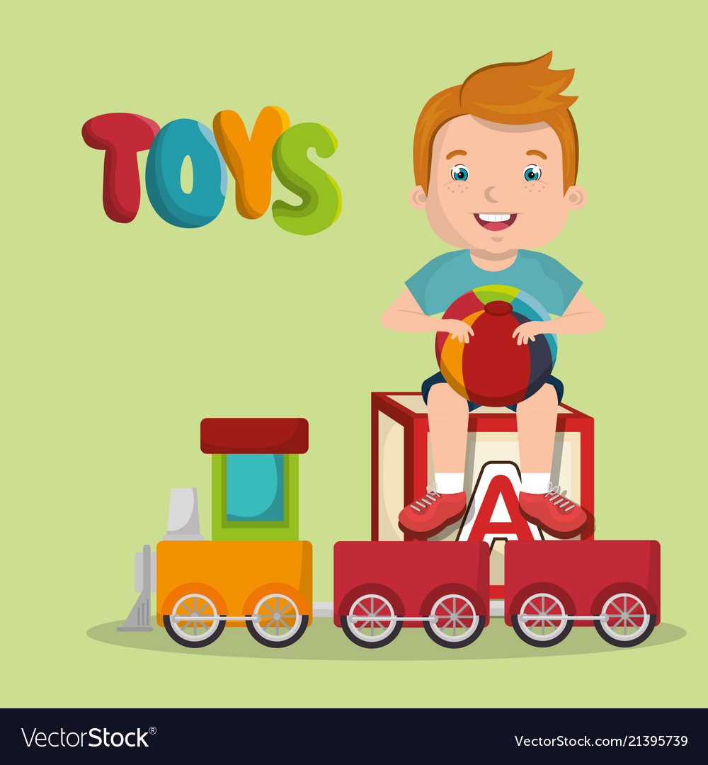 A boy playing toys Royalty Free Vector Image - VectorStock