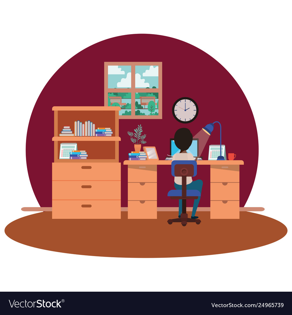 Man working in office avatar character