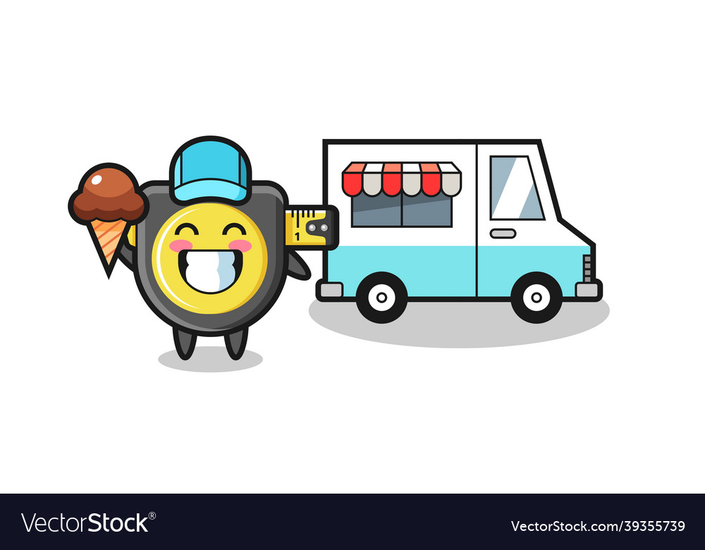 Mascot cartoon of tape measure with ice cream Vector Image Mascot cartoon of tape measure with ice cream