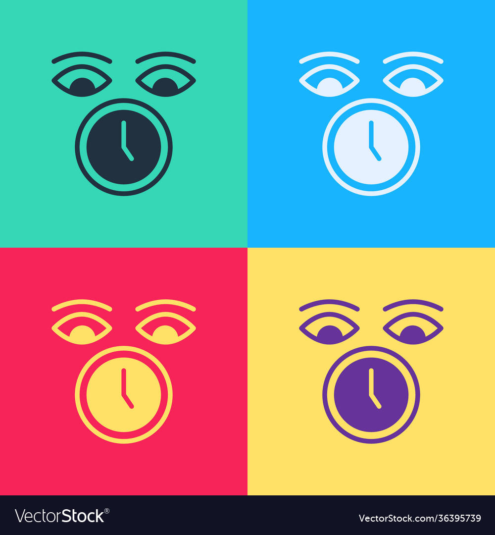 Pop art clock icon isolated on color background