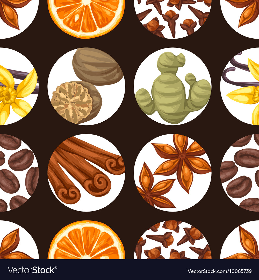 Seamless pattern with various spices Royalty Free Vector