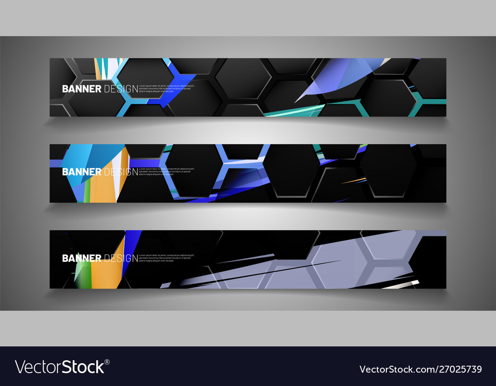 Set background hexagon banner gradient vector image Set background hexagon banner gradient