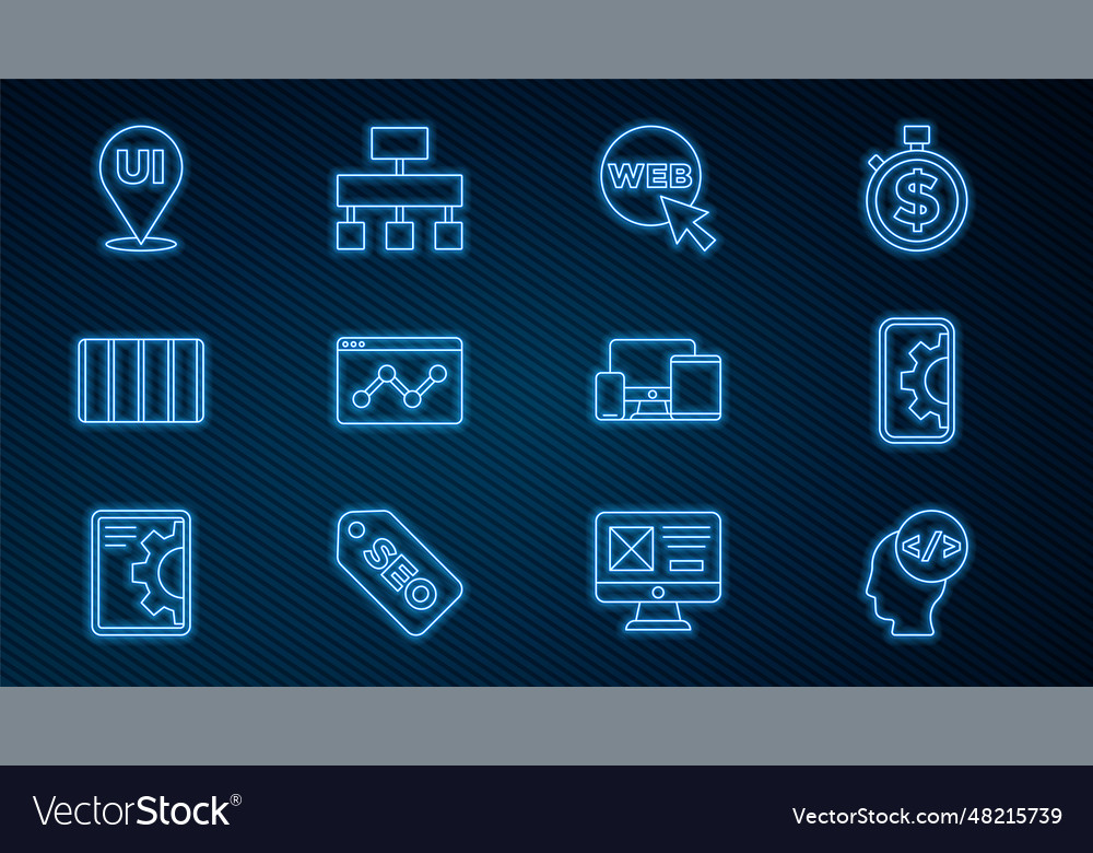 Set line front end development web and graphic vector image Set line front end development web and graphic
