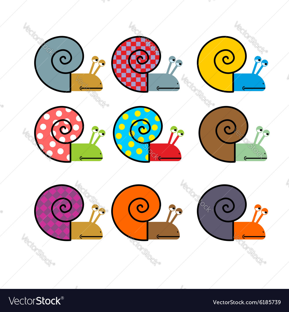 Set of snail with colored shell