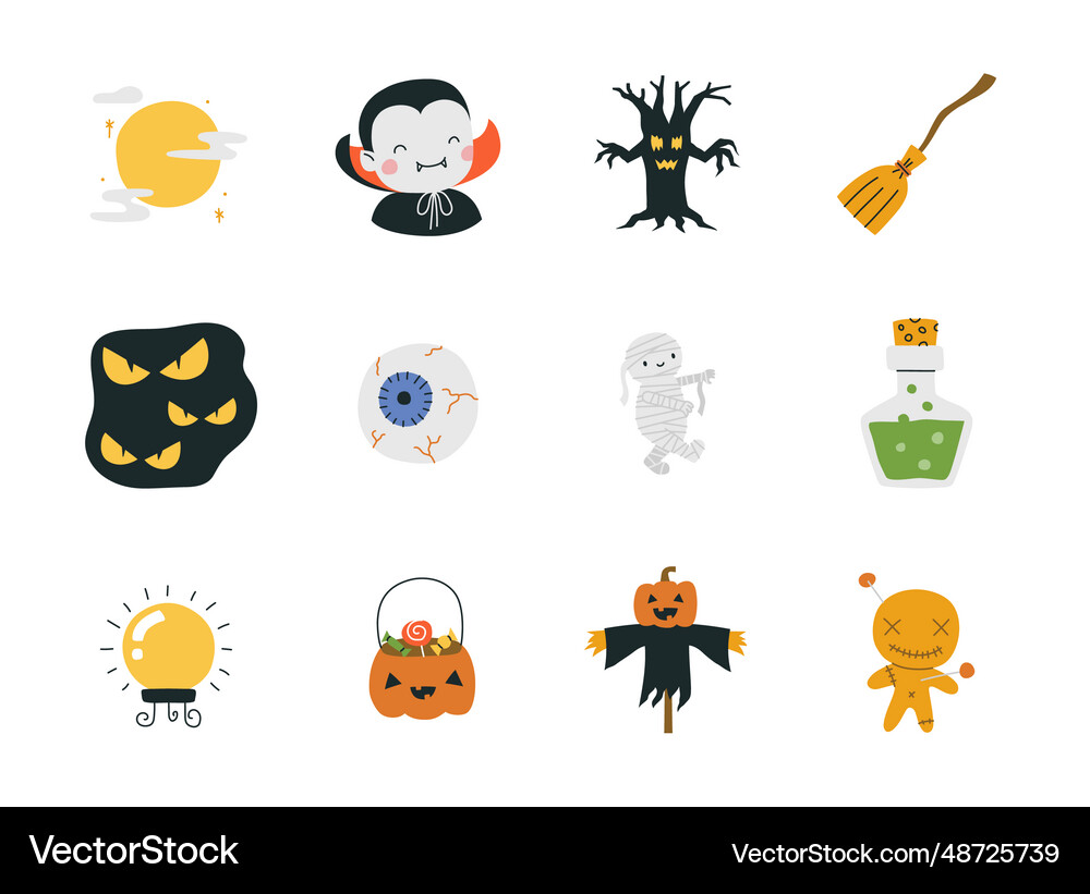 Spooky halloween icon set Royalty Free Vector Image