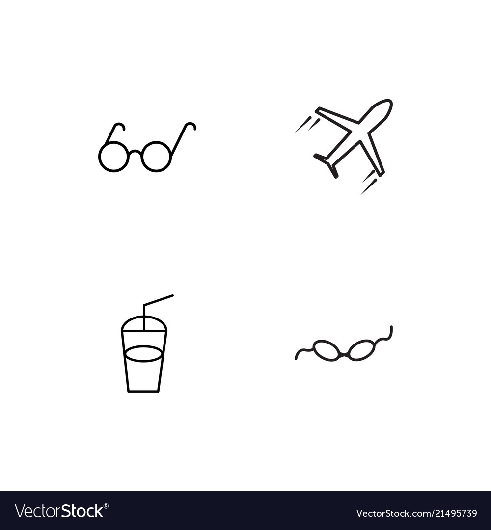 Summer linear icons set simple outline