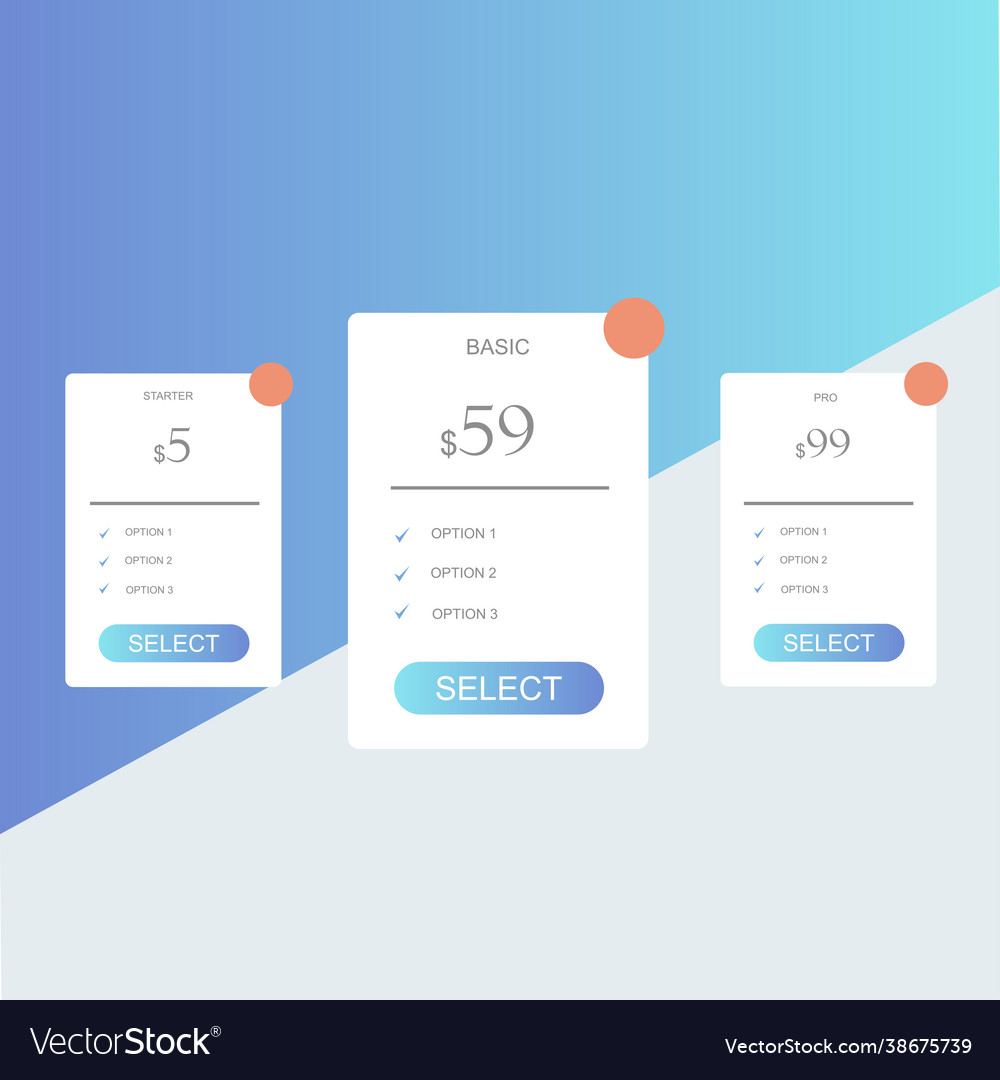 Template design ux ui price list landing page Vector Image