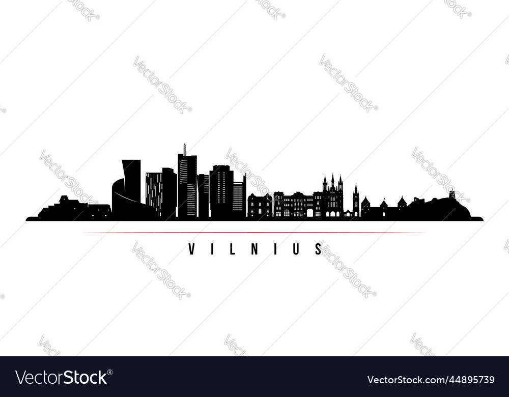 Vilnius skyline horizontal banner black and white Vector Image