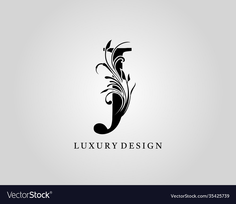 Vintage j letter floral design classic monogram Vector Image