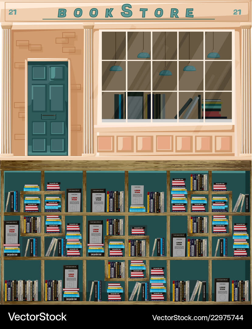 Bookstore facade architecture design Royalty Free Vector
