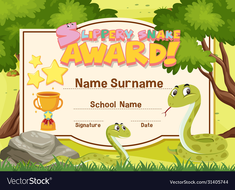 Certificate template design slippery snake award