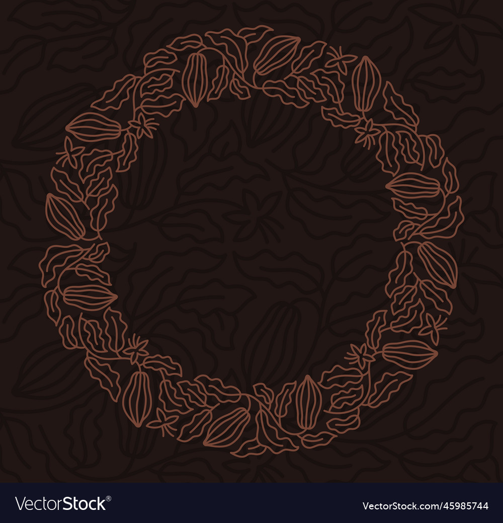 Cocoa bean circle frame background beans