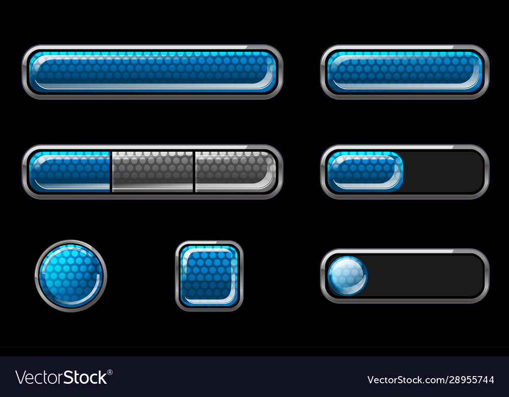 Glossy Blue Button Set for UI