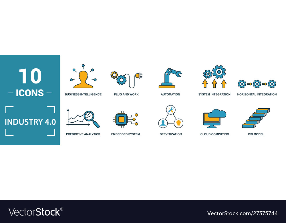 Industry 40 icon set include creative elements