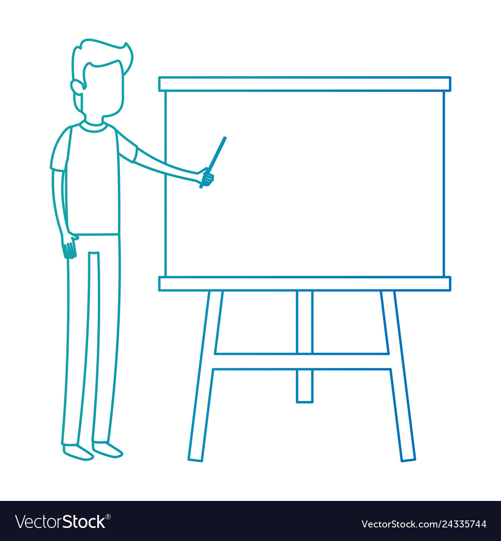 Man teaching with paperboard character Vector Image Man teaching with paperboard character