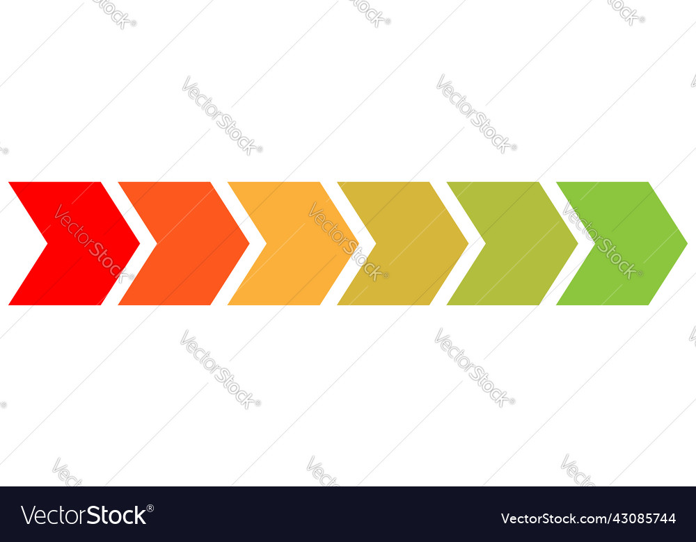 Progress bar level indicator arrows with 6 steps vector image Progress bar level indicator arrows with 6 steps