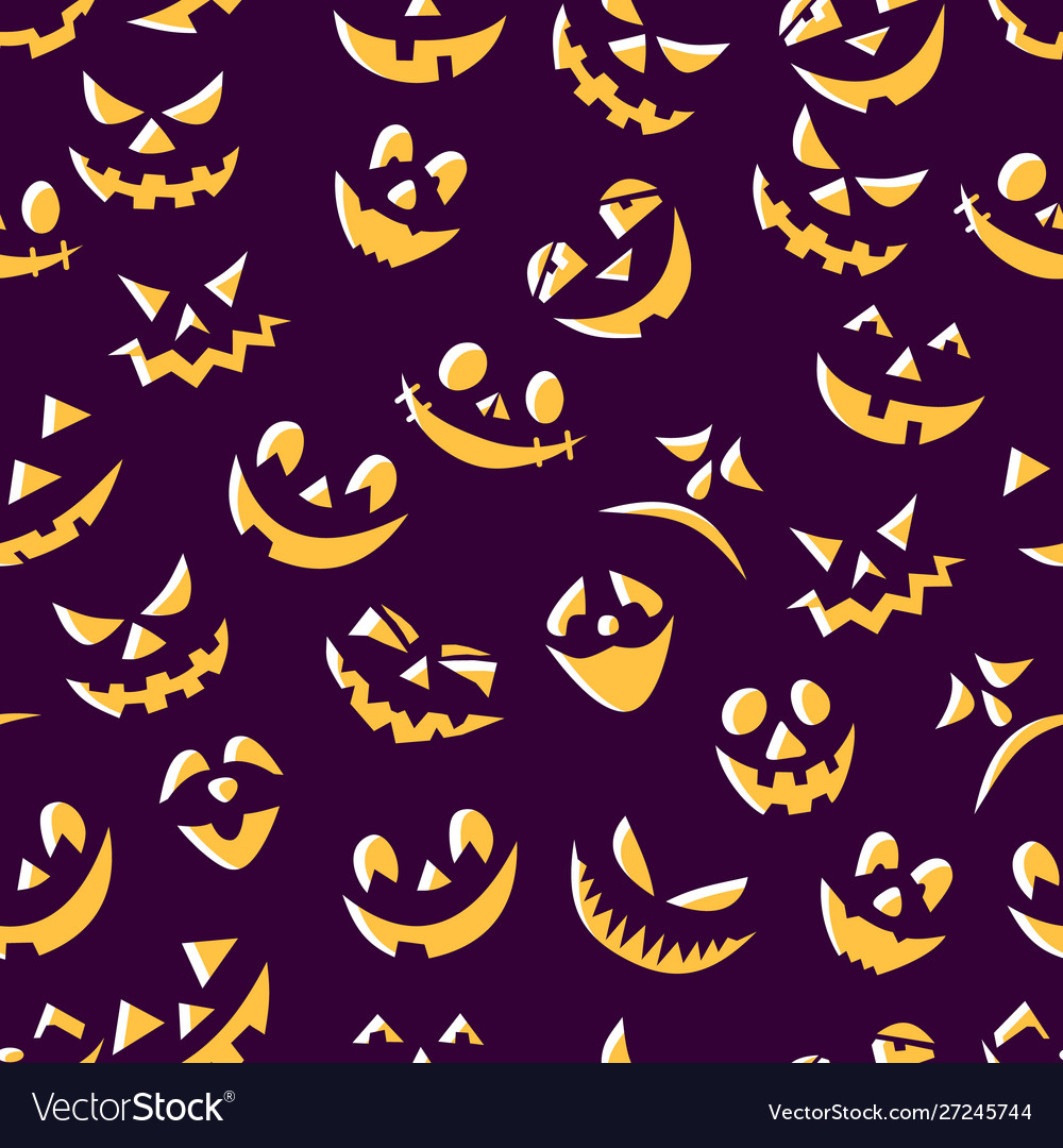 Seamless Pattern Fun Pumpkin Smiles Designer Vector Image seamless-pattern-fun-pumpkin-smiles-designer-vector-image