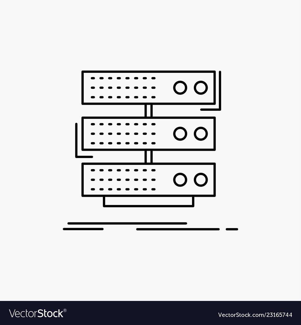 Server storage rack database data line icon vector image Server storage rack database data line icon