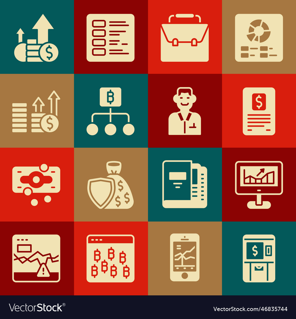 Set atm and money computer with growth graph vector image Set atm and money computer with growth graph