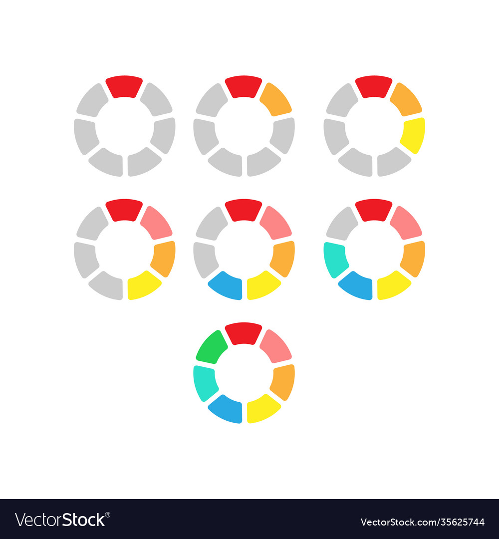 Set colored pie charts for user interface vector image Set colored pie charts for user interface
