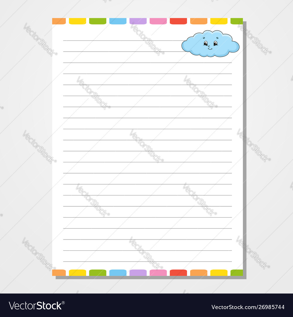 Sheet template for notebook notepad diary funny vector image Sheet template for notebook notepad diary funny