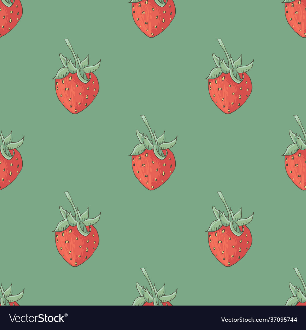 Strawberry seamless pattern with berries