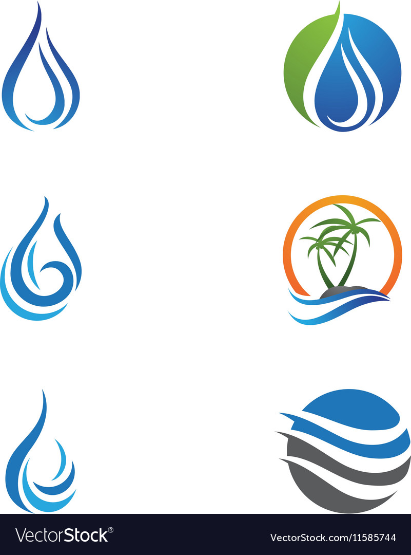 Water wave icon logo template