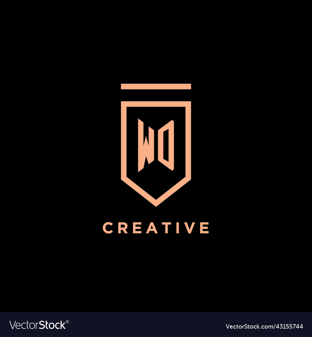 Wd monogram initial with shield logo design icon