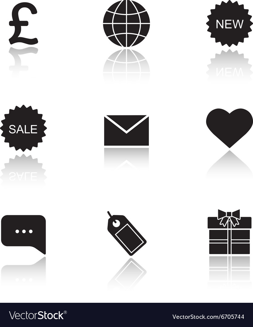 Web store drop shadow icons set