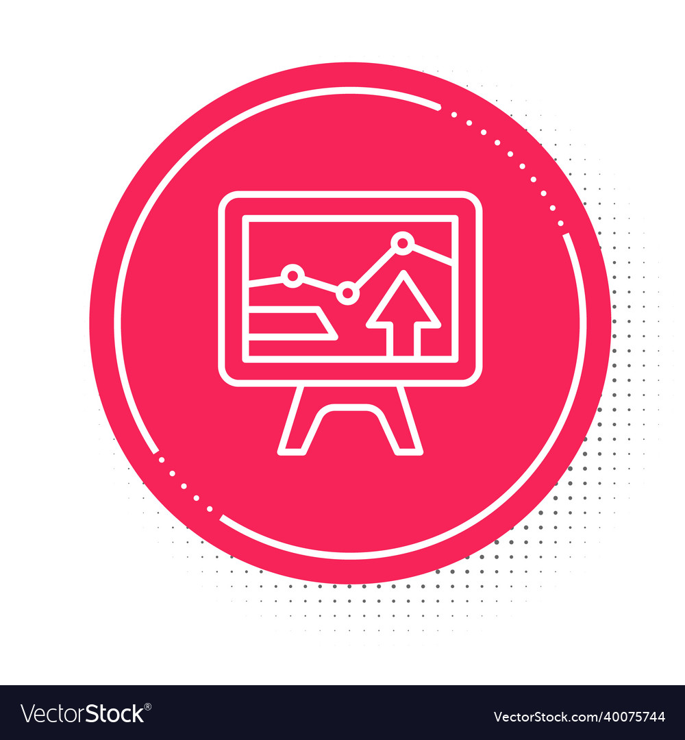 White line computer monitor with graph chart icon vector image White line computer monitor with graph chart icon