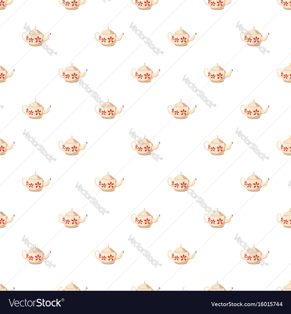 White teapot with red flowers pattern Royalty Free Vector