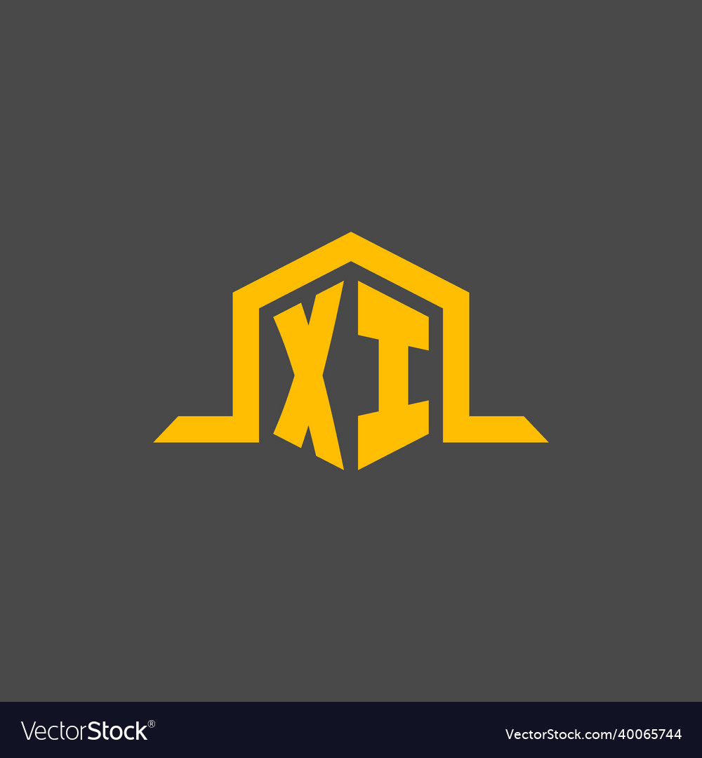 Xi monogram initial logo with hexagon style design
