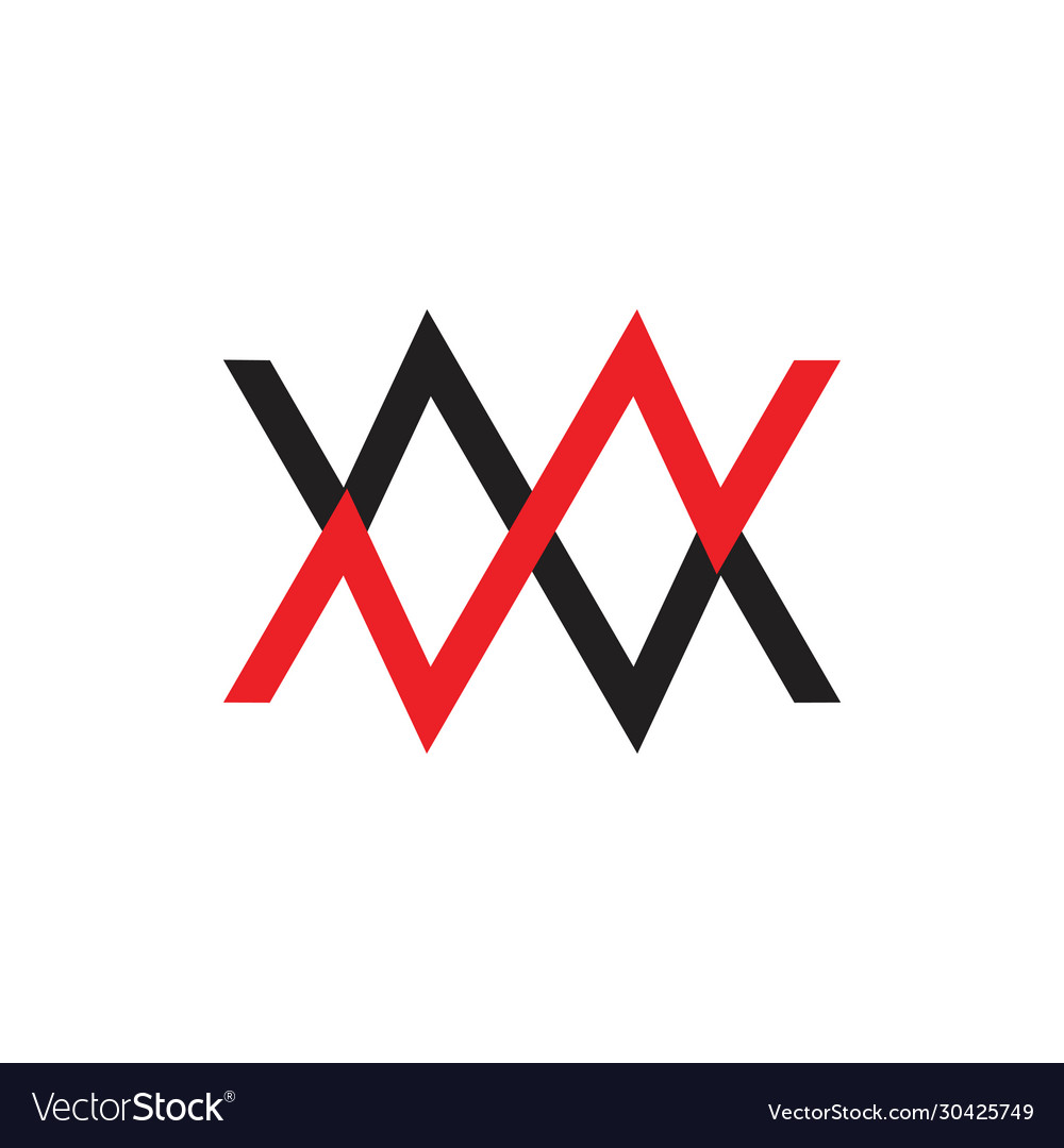 Abstract letter mw simple linked line color logo