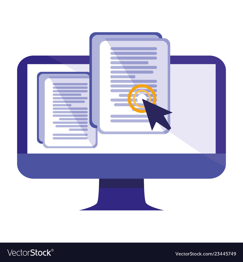 Computer with document and cursor