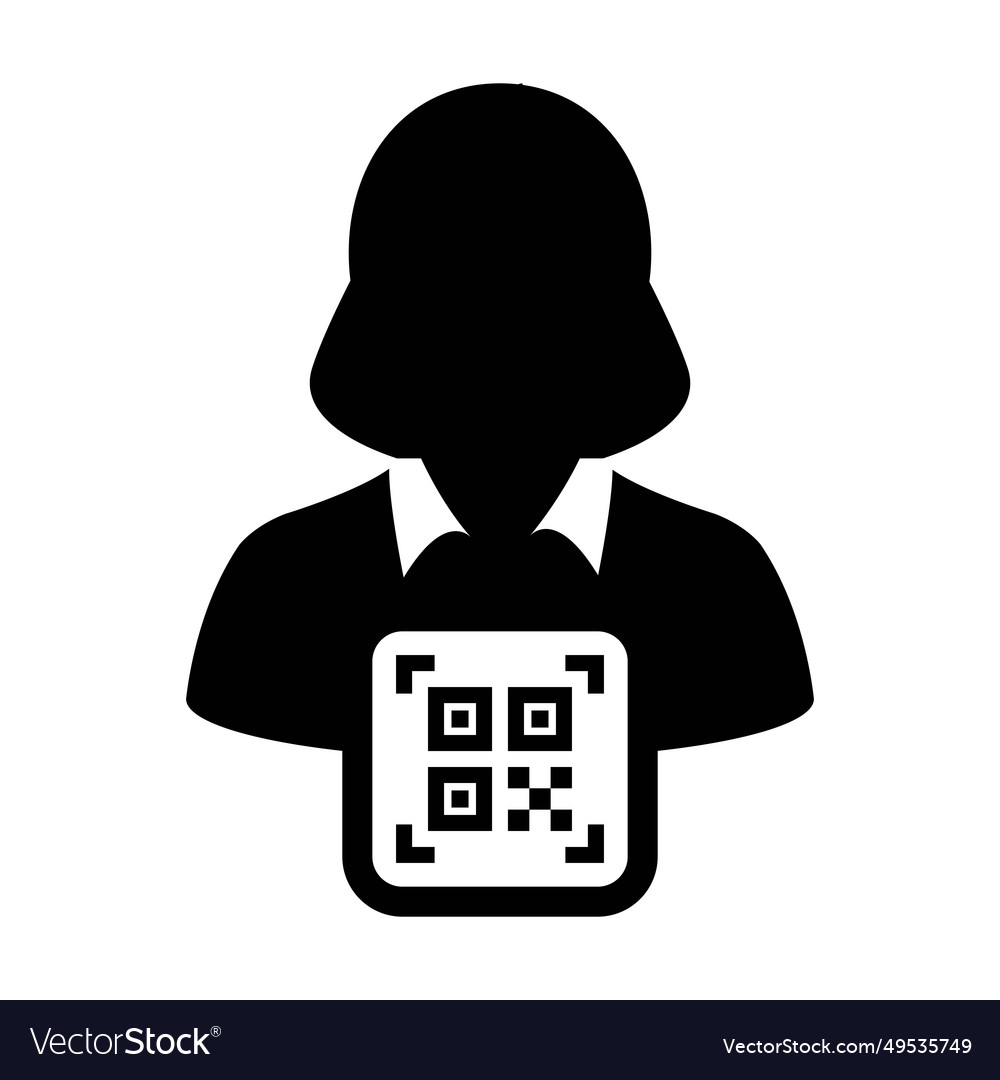 Digital id icon avatar with qr code for biometric vector image Digital id icon avatar with qr code for biometric