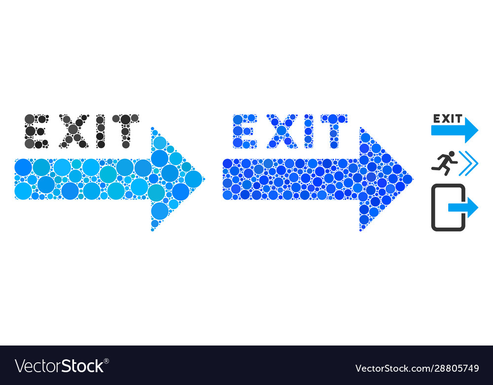 Exit arrow composition icon round dots vector image Exit arrow composition icon round dots